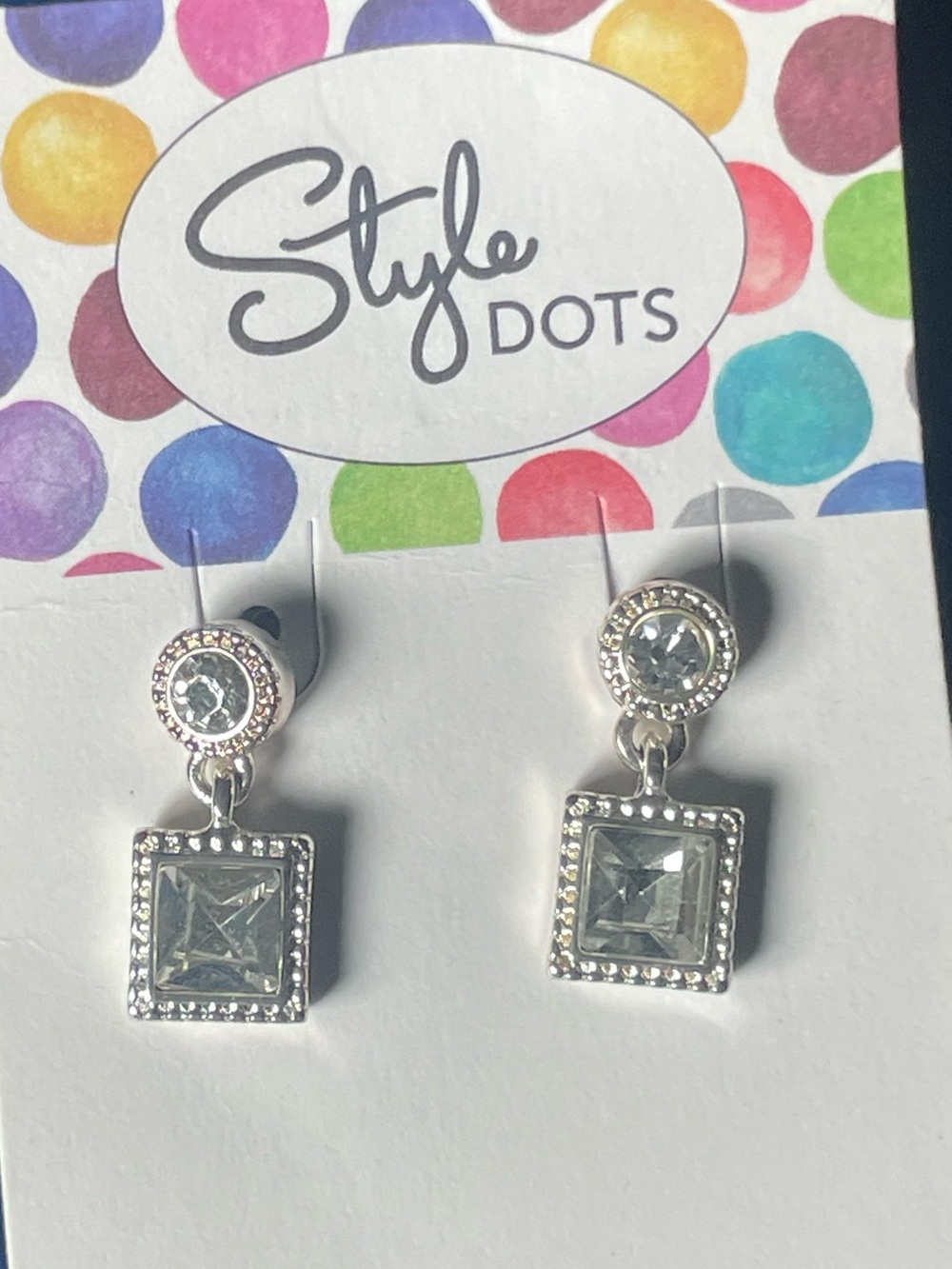 Silver Clear Crystal Drop Earrings